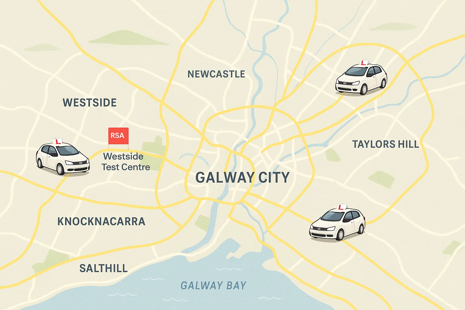 Driving lesson areas across Galway
