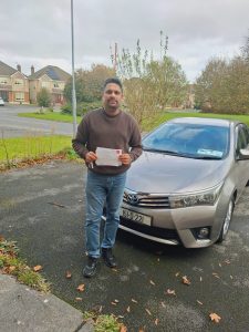 Shibu on passing his Driving Test with GoDrive School of Motoring.